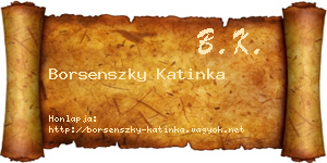 Borsenszky Katinka névjegykártya